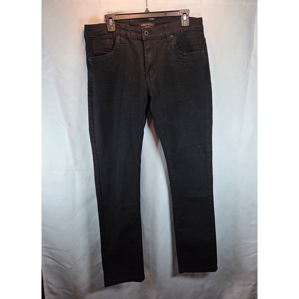 Kenneth Cole New York Jeans Mens 34x32 Black Slim Fit Edgy Goth Punk Skinny